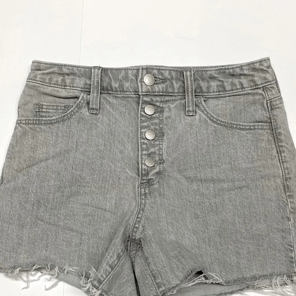 Universal Thread Gray Vintage Midi Button Fly Denim Jeans Raw Hem Sz 0 / 25